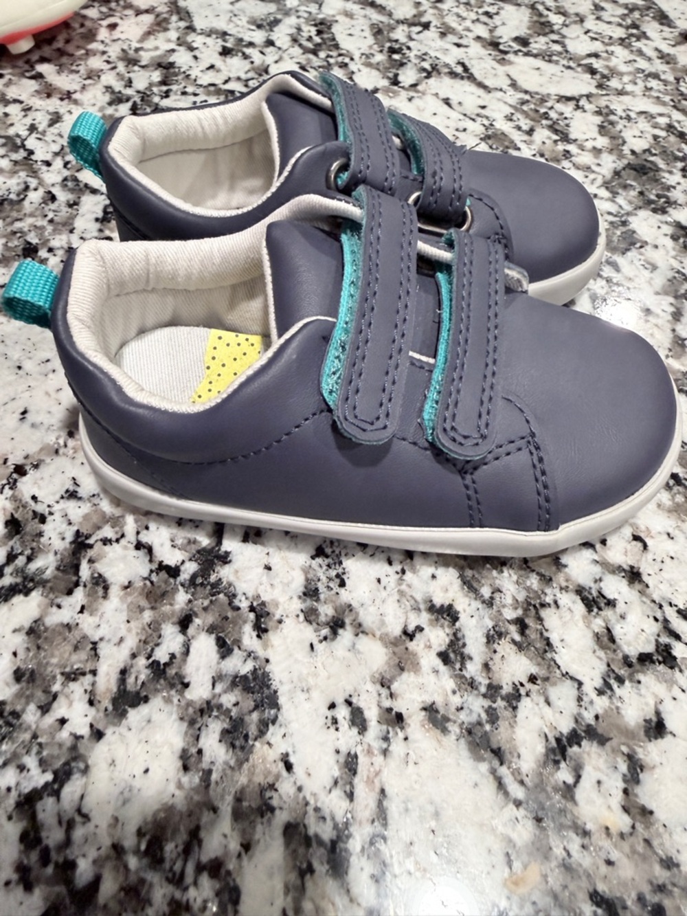 Children's Navy Sneakers with Teal Accents - Velcro Closure